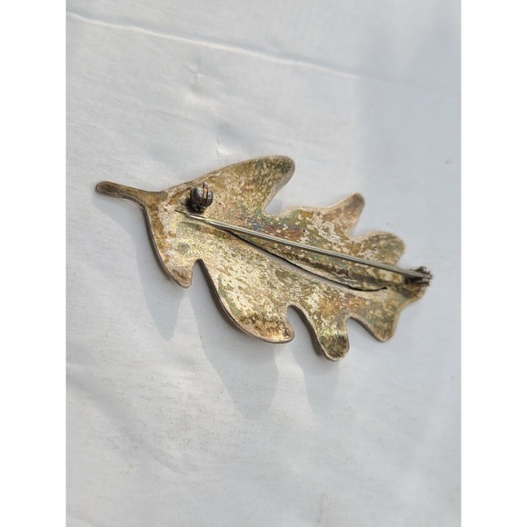 Vintage Silver-Plated Oak Leaf Brooch Pin - Picture 7 of 8